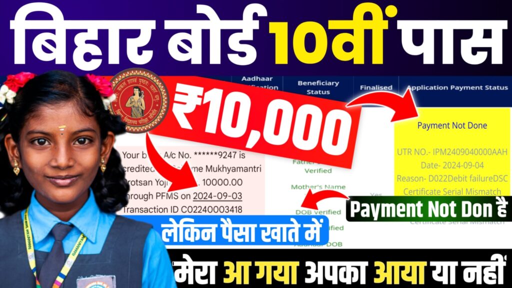 Bihar Board 10th Pass Scholarship Payment