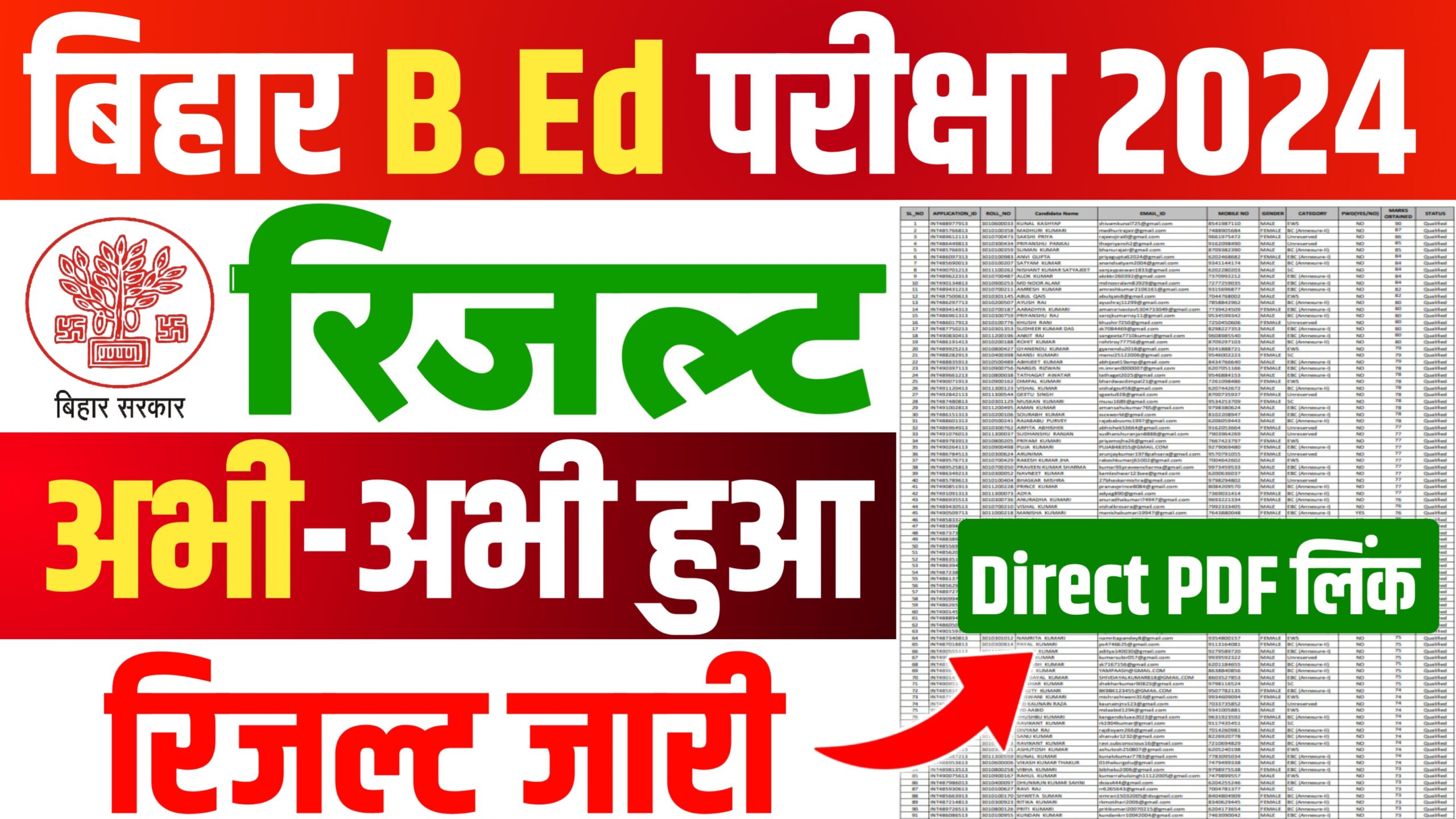Bihar Integrated B.Ed Result 2024