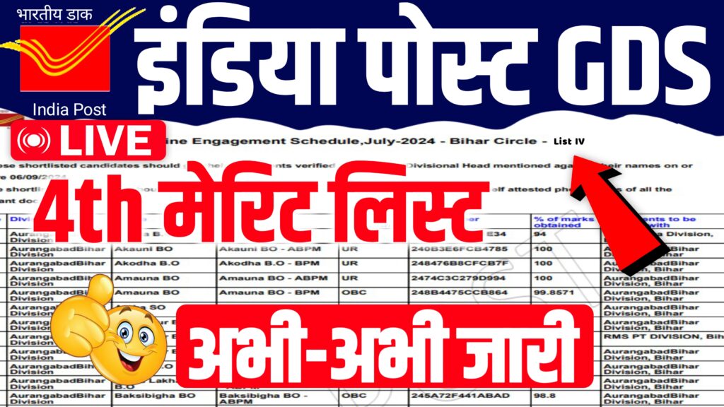 GDS 4th Merit List Download 2024